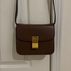 Brand New Brown Celine Box Styled Leather Shoulder Bag